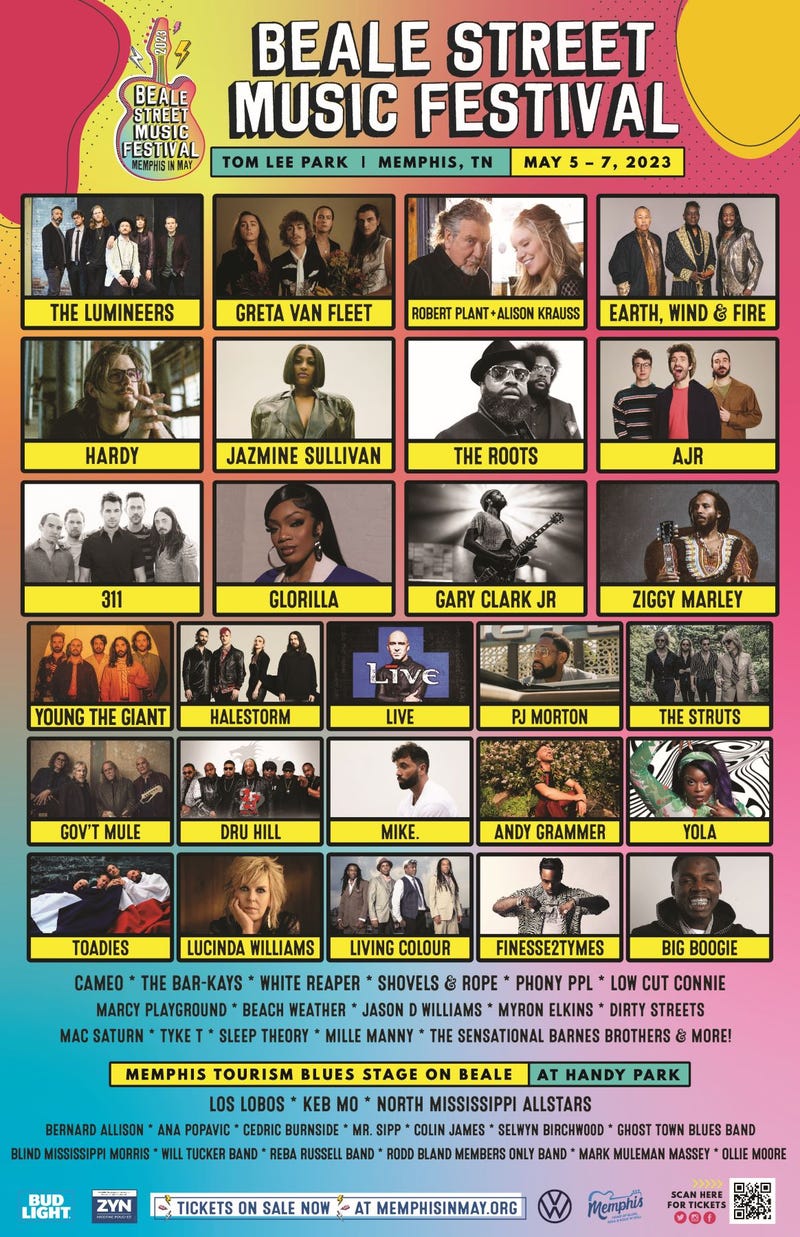 Memphis in May 2023 Beale Street Music Festival Line-up 