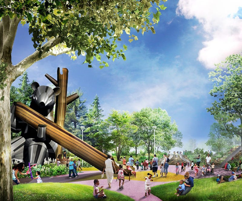 Rendering of Bear Slide in Centennial Park in Detroit