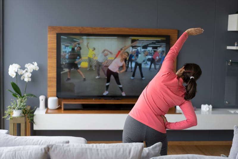 Woman exercising at home