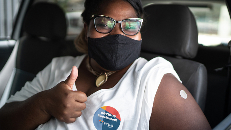 Woman after receiving vaccine