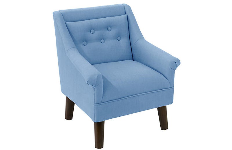 Bella Kids' Accent Chair, French Blue Linen