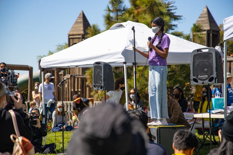 Hundreds of people rally in Berkeley, to show support for the Asian American community.