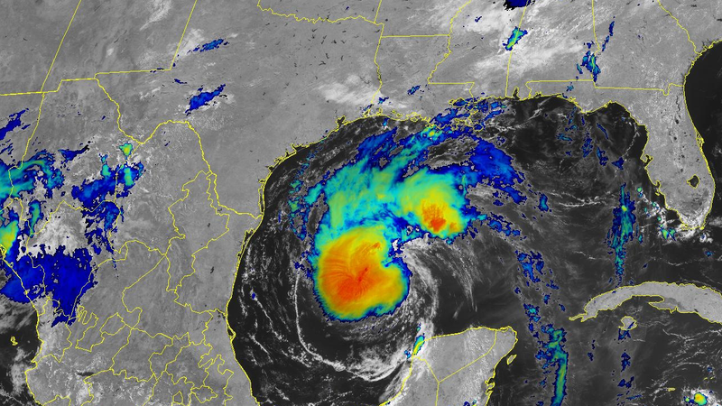 Infared satellite image of Tropical Storm Beryl