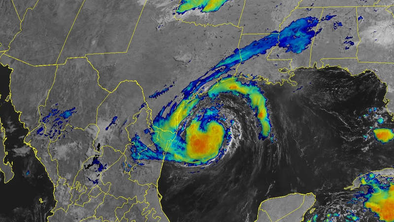 Tropical Storm Beryl satellite imagery from 9AM Sunday morning
