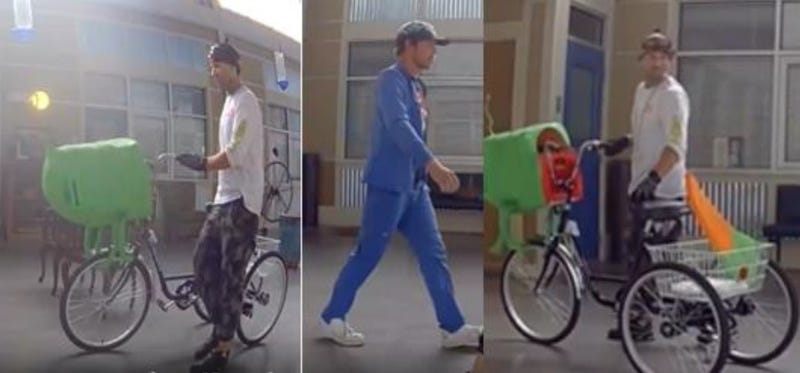 Cops looking for thieves who took human remains along with bicycle