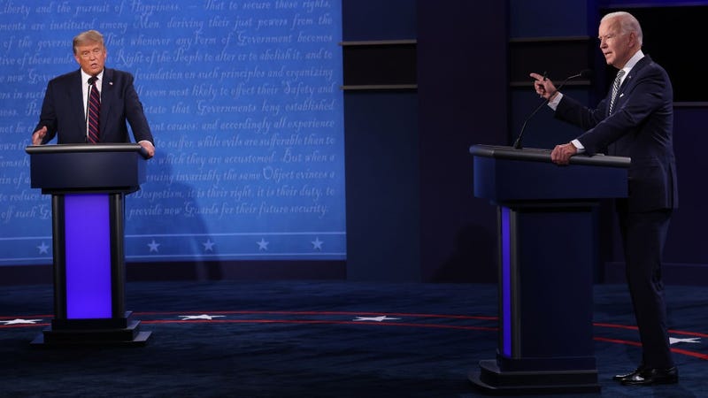 U.S. President Donald Trump and Democratic presidential nominee Joe Biden participate in the first presidential debate at the Health Education Campus of Case Western Reserve University on September 29, 2020 in Cleveland, Ohio.