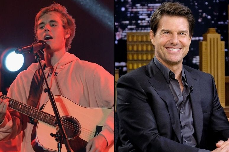 Justin Bieber and Tom Cruise