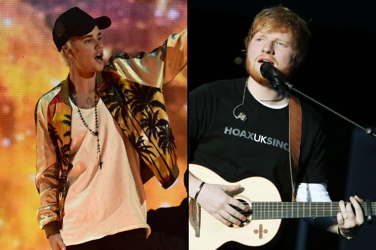 Justin Bieber and Ed Sheeran