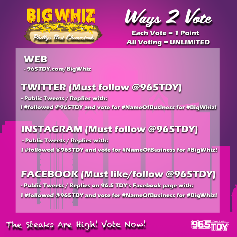 Ways 2 Vote for 96.5 TDY's Big Whiz!
