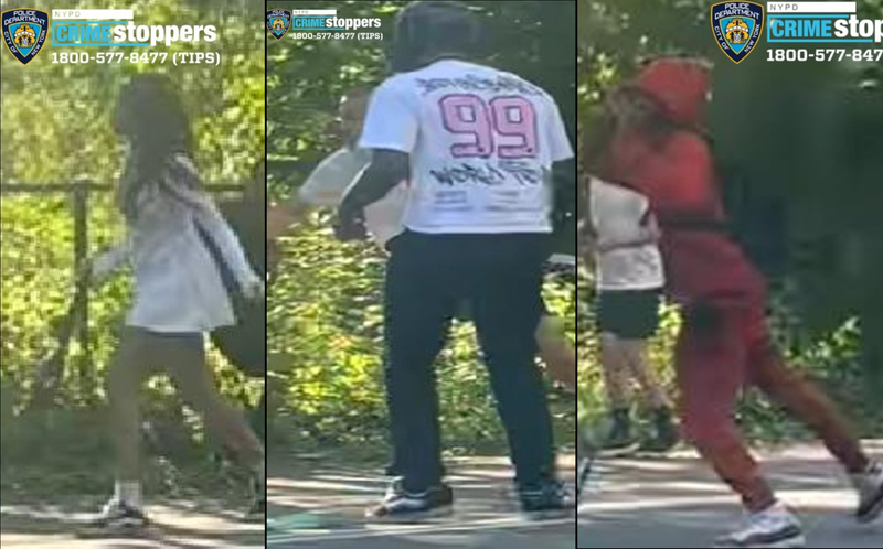 Police are searching for three suspects who ganged up on a bicyclist on the bike path at Prospect Park on May 26