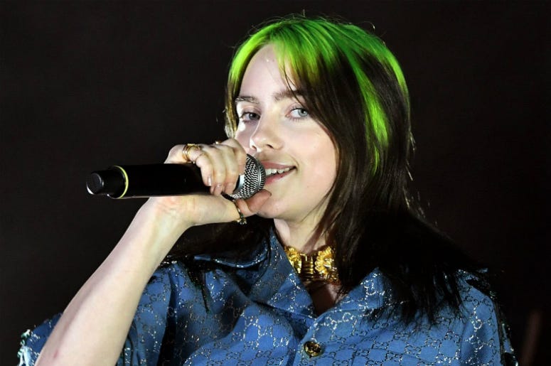 Billie Eilish speaks onstage at the 2019 LACMA Art + Film Gala Presented By Gucci at LACMA