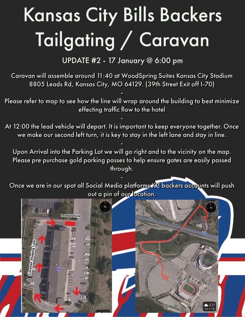 Bills-Chiefs tailgating caravan plans