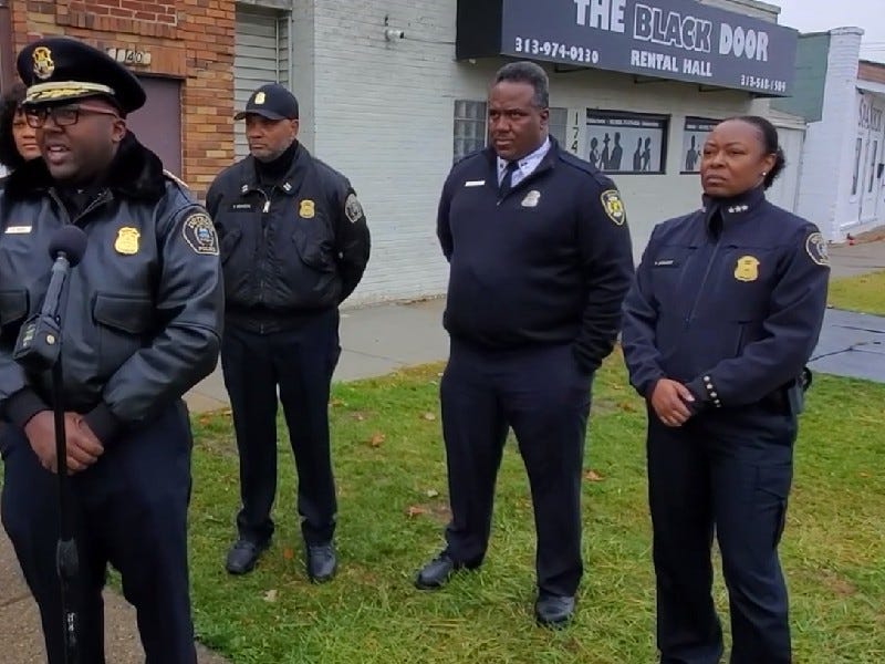 Detroit police officers outside the Black Door