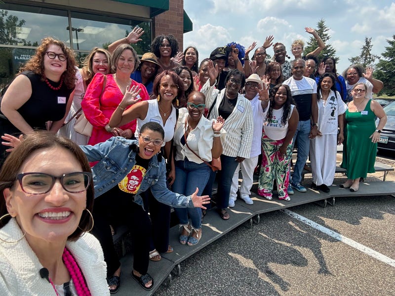 Over plates of flavorful chicken curry and beans and rice served up at Nadia’s Jamaican Kitchen in Brooklyn Park, Lt. Gov. Peggy Flanagan (lower left) attended a lunch in her honor on Saturday afternoon.
