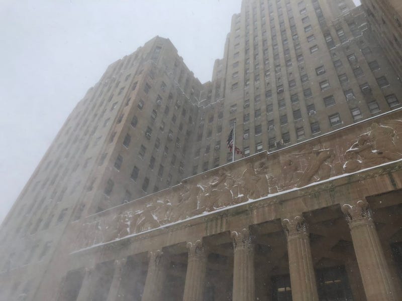 Buffalo City Hall during blizzard