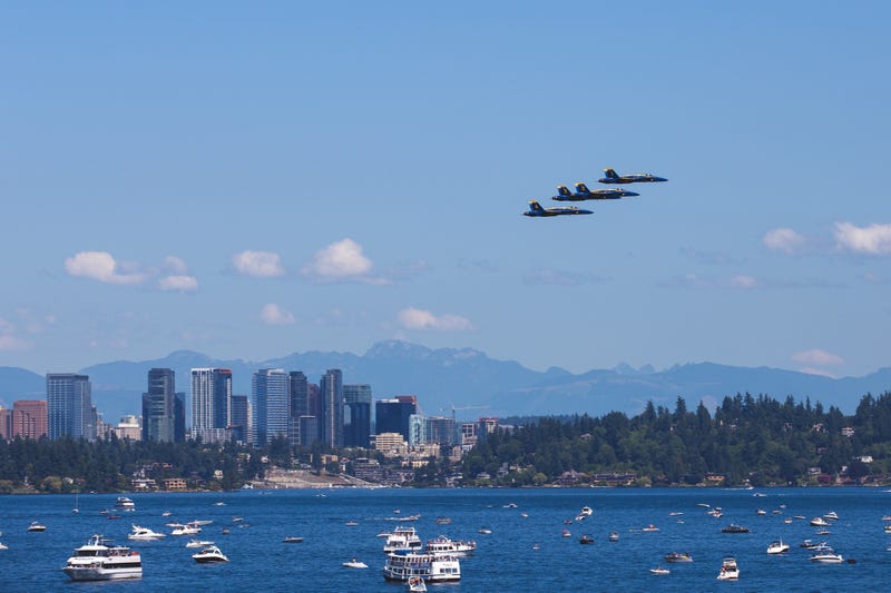 Blue Angels over Lake Washington for the Boeing Air Show.