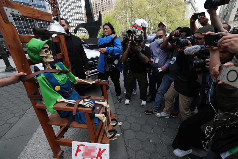 America's Artist Scott LoBaido shows off his new artwork outside Manhattan Federal Court on April 25, 2025.