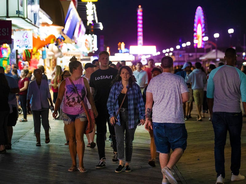 Nightlife on the Boardwalk in Seaside, NJ.