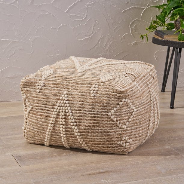 Wool and cotton ottoman pouf