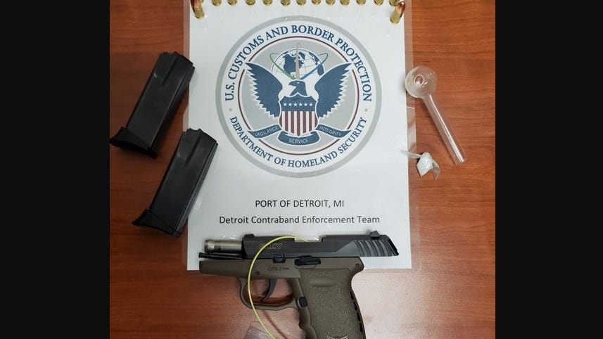 Truck driver arrested at border after loaded gun, meth found during inspection on Ambassador Bridge