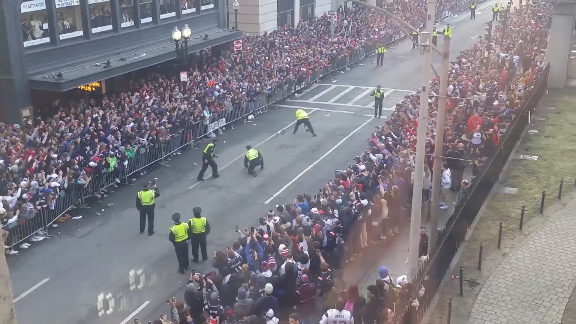 See Boston Police Kick ‘Field Goal’ During Patriots’ Super Bowl Parade