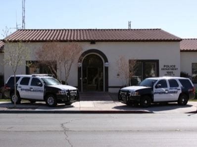 Police cruisers out in front of the Boulder City Police Department