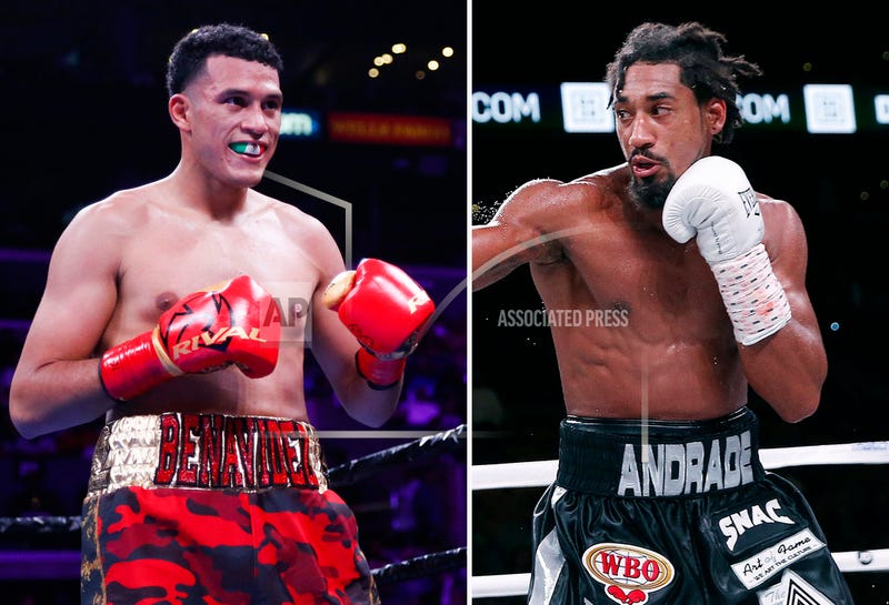 This combination of photos shows American boxers David Benavídez (left) and Demetrius Andrade 