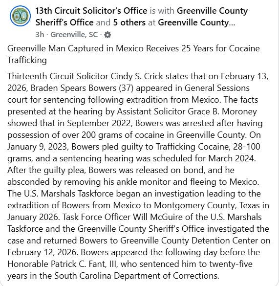 Greenville County Sheriff's Office Facebook Page