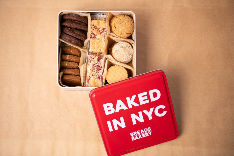 Holiday cookie tin from Breads Bakery for Christmas 2024