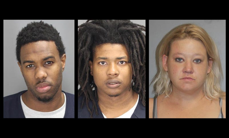 Mugshots of Danarius Young (left), Chauncey Franklin (middle) and Kayln Croom