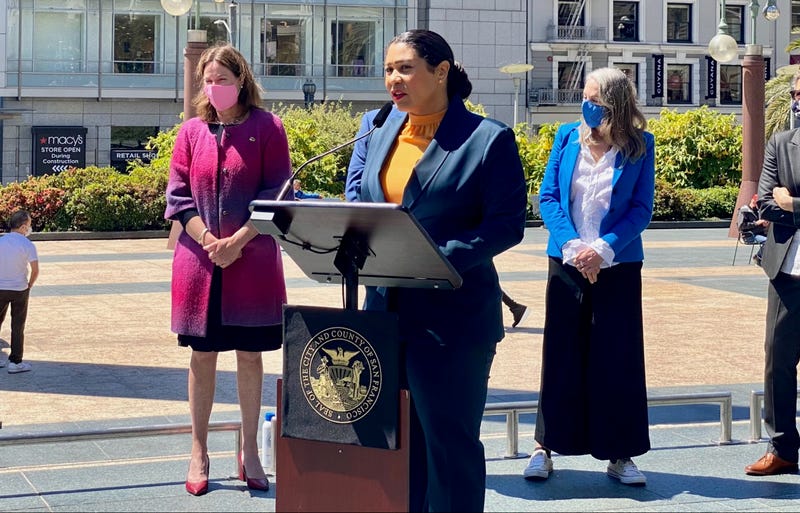 Mayor London Breed speaks at a press conference on Tuesday.