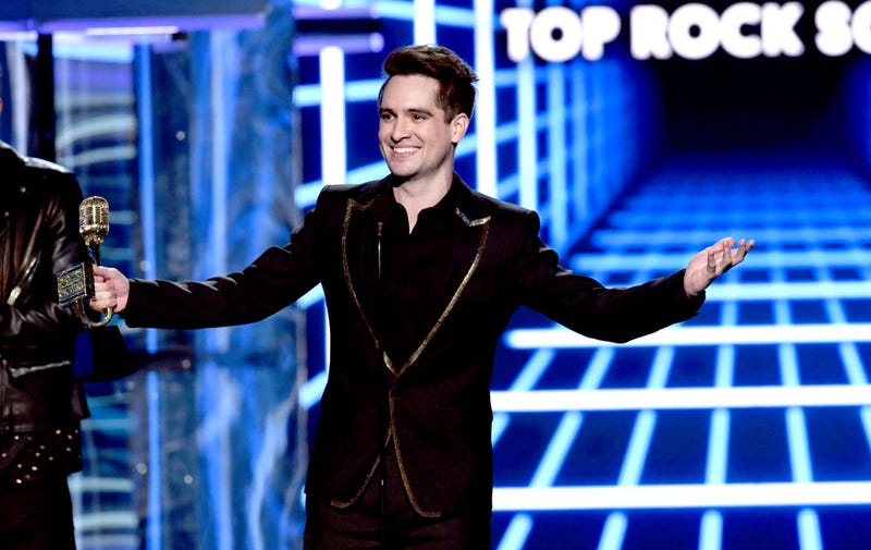 Brendon Urie of Panic! at the Disco accepts the Top Rock Song award for 'High Hopes' onstage during the 2019 Billboard Music Awards at MGM Grand Garden Arena on May 01, 2019 in Las Vegas, Nevada
