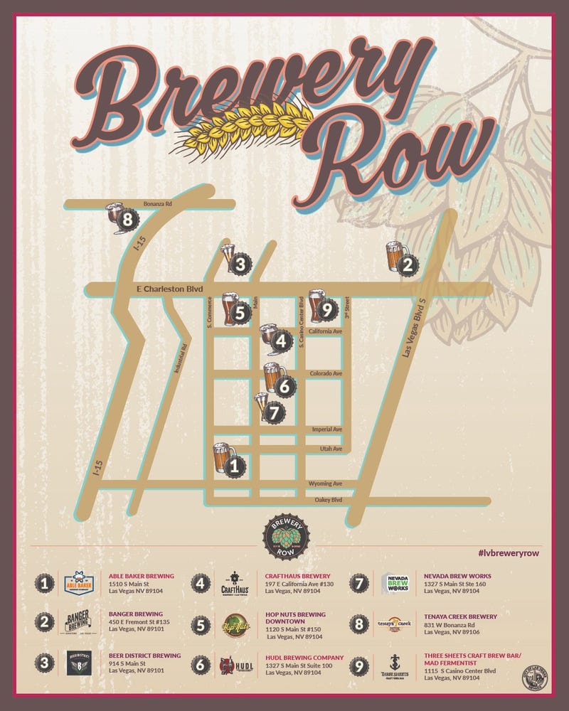 A map of the proposed Brewery Row area in downtown Las Vegas
