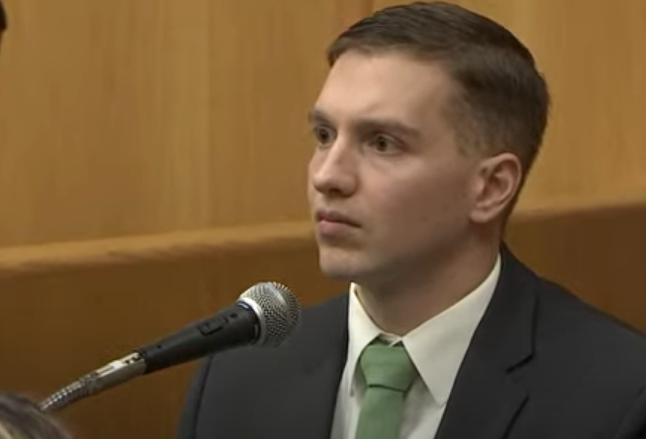Connecticut State Police Trooper Brian North, testifying at his manslaughter trial in Milford, 3/8/24