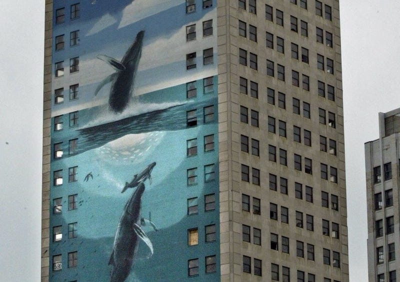 Broderick Tower whale mural