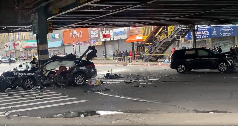Citizen video showing the aftermath of a fatal crash in the Bronx that killed two, injured three and caught one driver DWI charges.