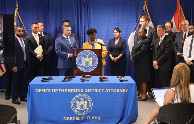 The Bronx District Attorney's Office and affiliates announced the indictment of 34 gang members across two Bronx gangs on Friday, for crimes that include the shooting of 10 innocent bystanders.