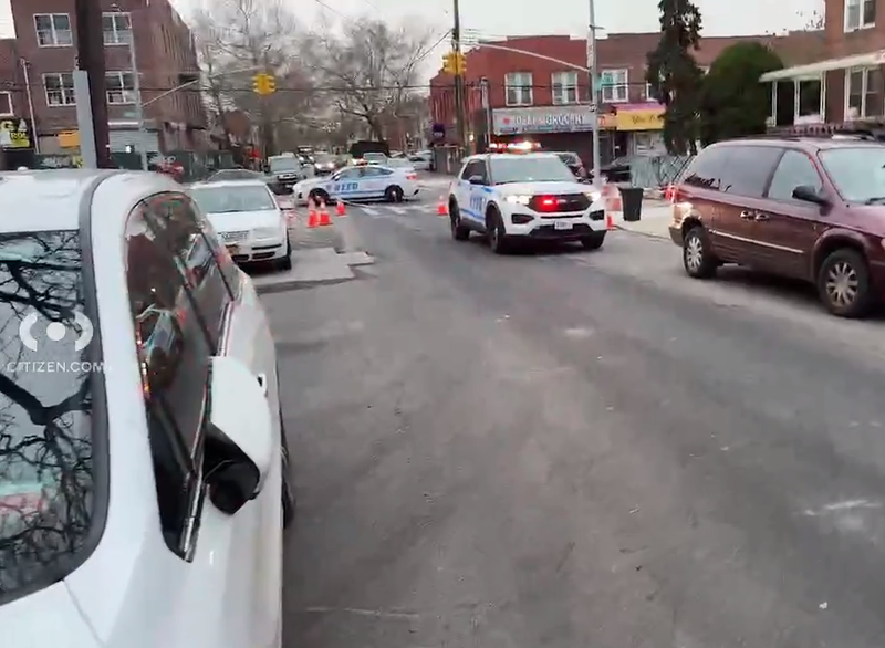 Video shows police in the area and a helicopter overhead