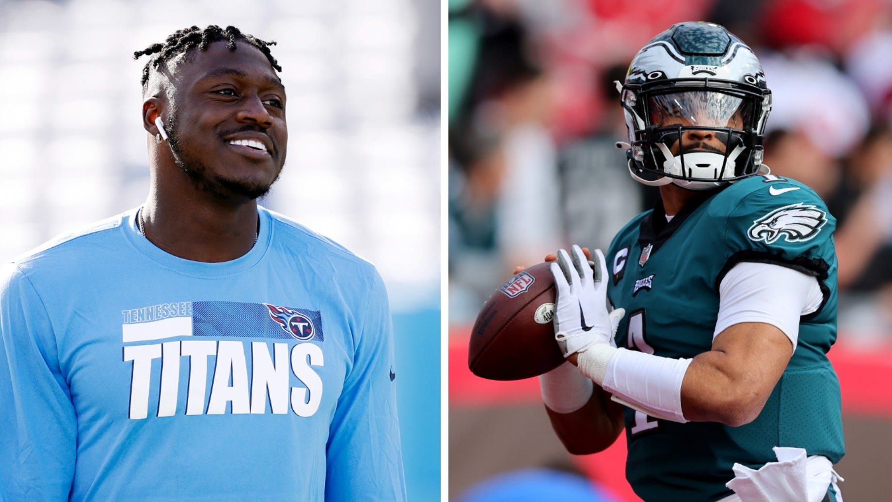 Close friends Jalen Hurts and A.J. Brown celebrate on face time after Eagles-Titans trade