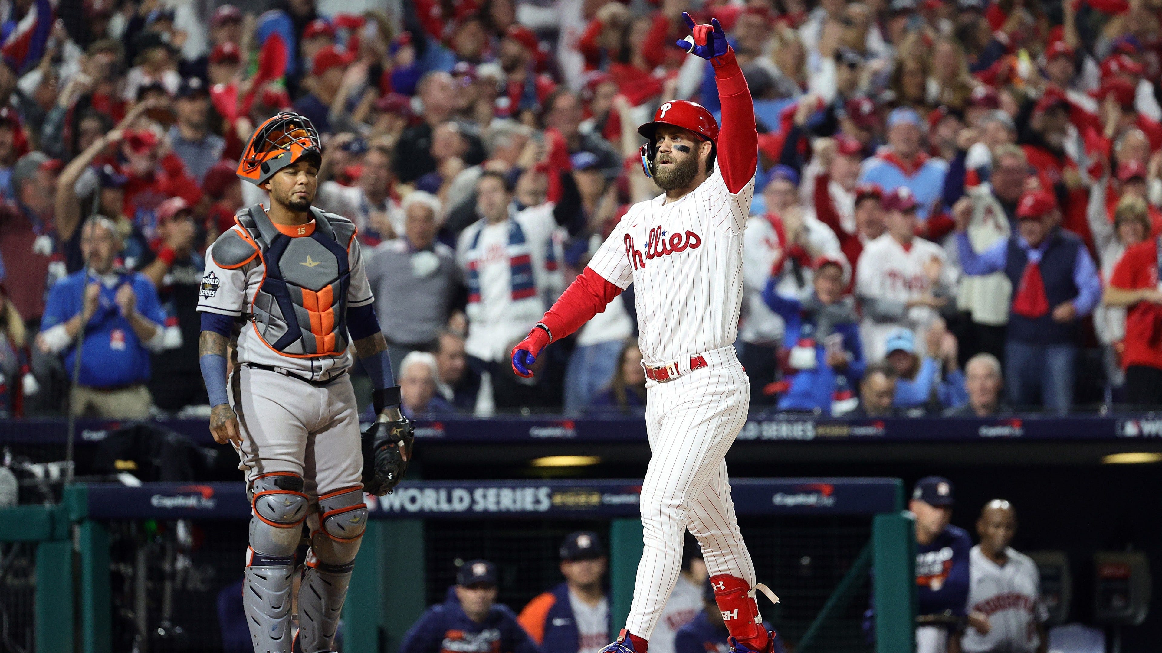 Bryce Harper homers on first World Series pitch at Citizen Bank Park
