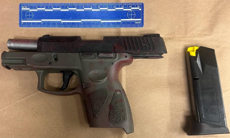 9 mm handgun recovered from a 17-year-old suspect accused of firing off shots in a New Rochelle Burger King on Friday evening.