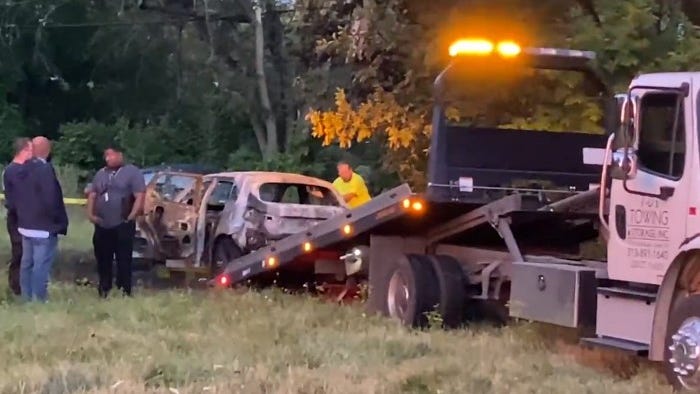 Firefighters discover charred body after extinguishing vehicle fire on Detroit's east side