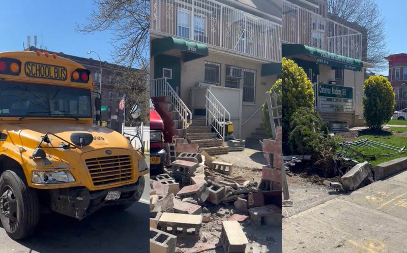 The bus crashed shortly before 8:30 a.m. outside Cortelyou Academy K-5 at Farragut Road and Bedford Avenue in Ditmas Park