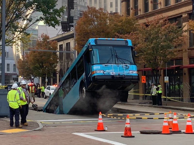 Bus in sinkhole