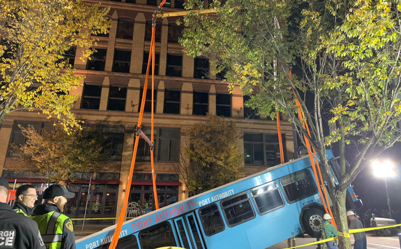 Pulling bus out of sinkhole