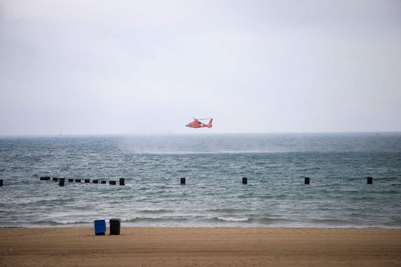 Rescue helicopter over Lake Michigan