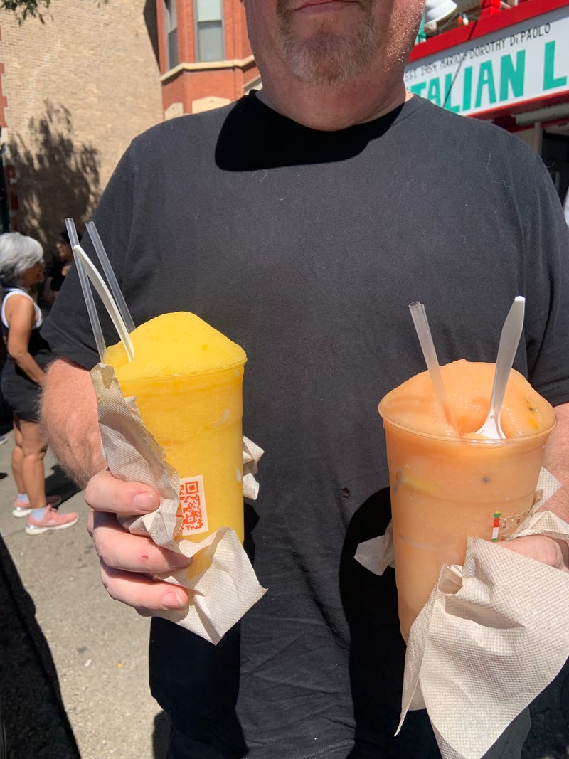 Customer holding Mario's Italian Lemonade