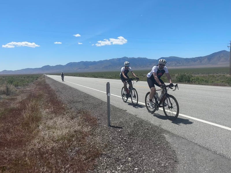 Jack Owens and his friends biking on past the Rocky Mountains.