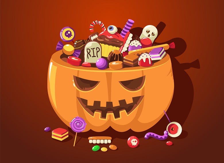 pumpkin with candy graphic