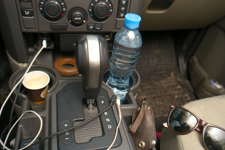 messy car interior